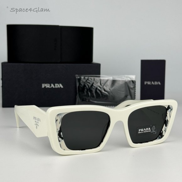 NEW Prada PR08YS 02V5S0 White Havana Black Gray Cat Eye Unisex Sunglasses - Picture 1 of 13